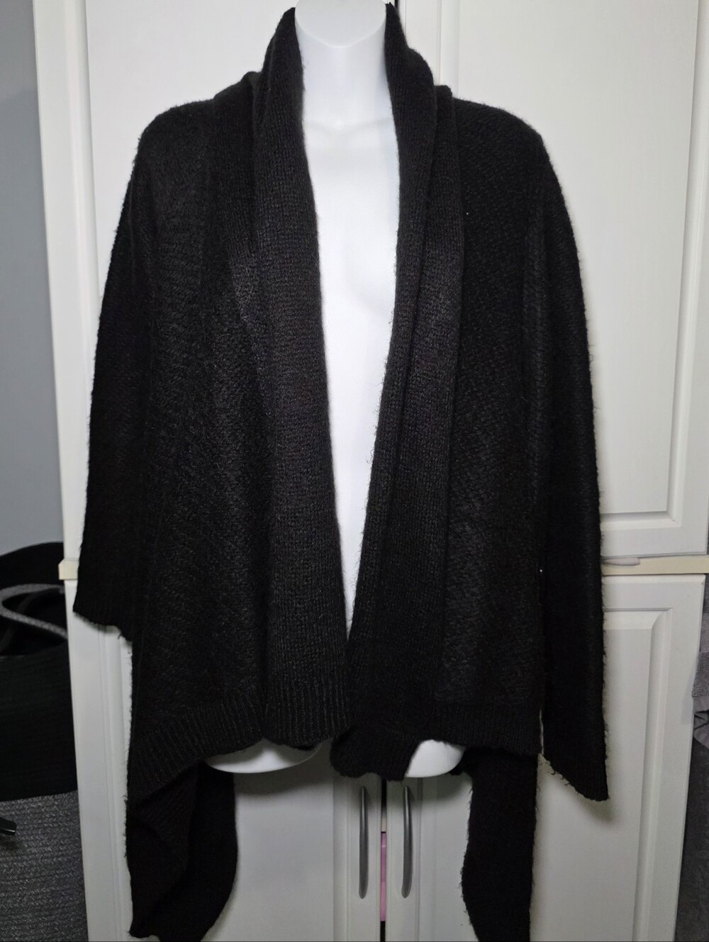 Cotton On Black Open-Front Draped Cardigan